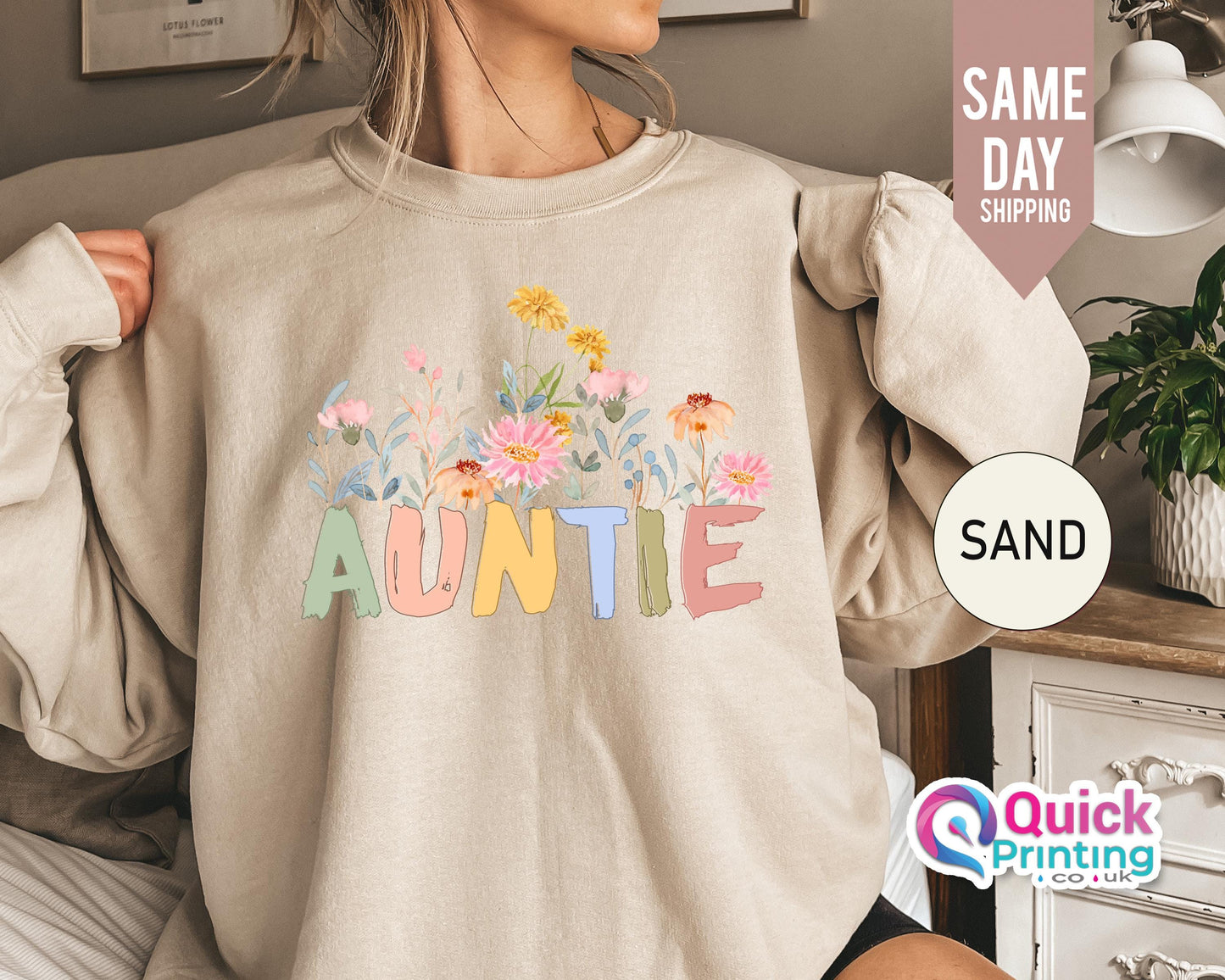 Auntie Floral Sweatshirt: Personalized Aunt Gift
