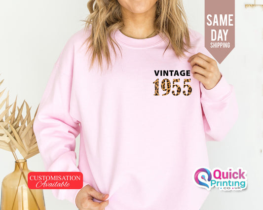 1955 Vintage Sweatshirt: Custom Birth Year Jumper