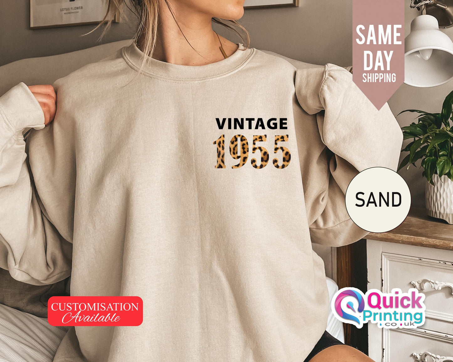 1955 Vintage Sweatshirt: Custom Birth Year Jumper