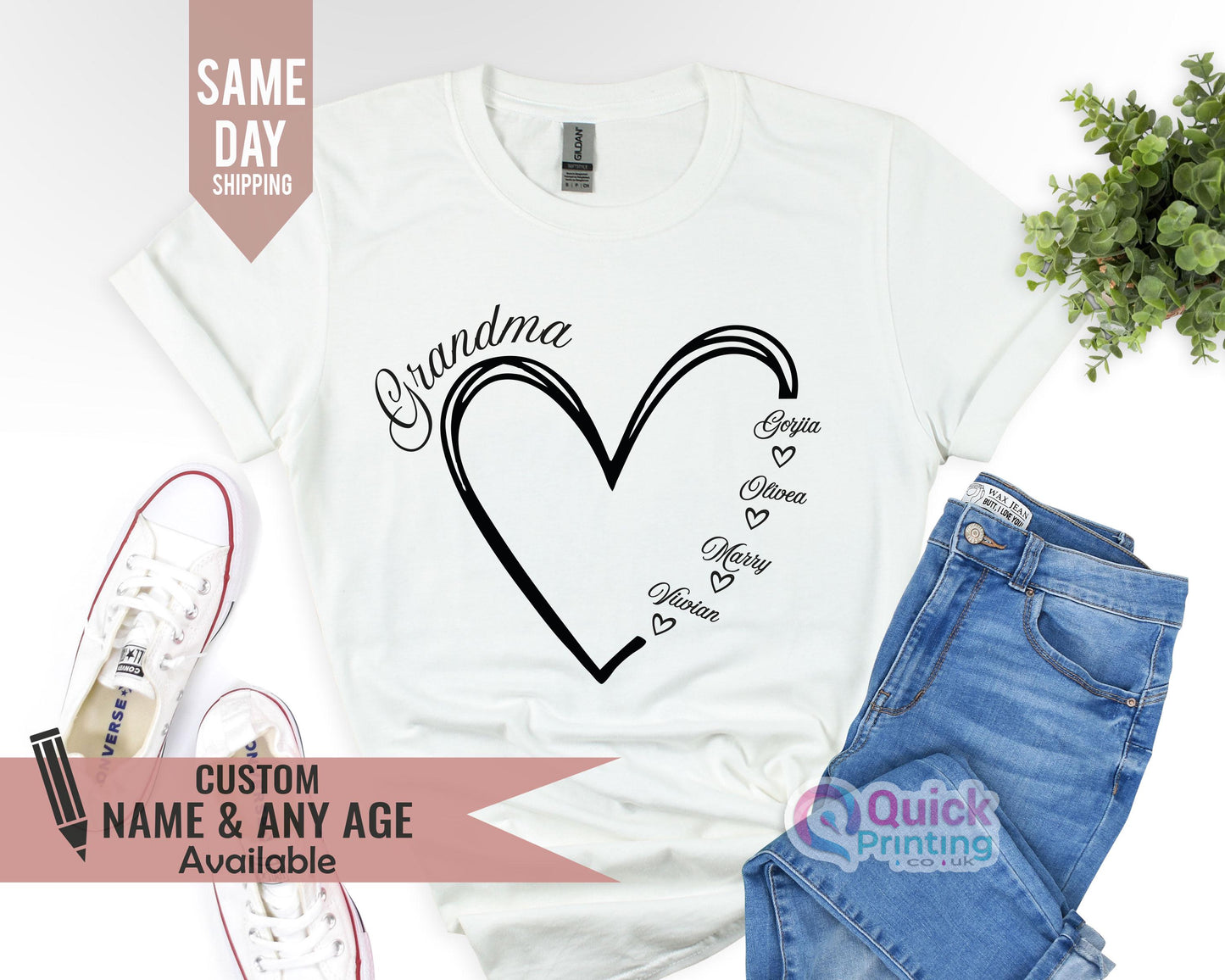 Custom Grandma Heart Shirt: Personalized Grandchild Names