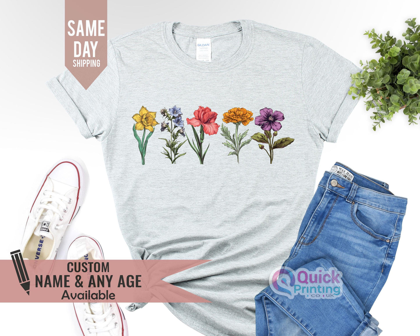 Custom Birth Month Flower Shirt: Personalized Grandma Gift