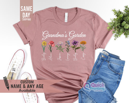 Grandma's Garden T-Shirt: Custom Birth Flower Shirt