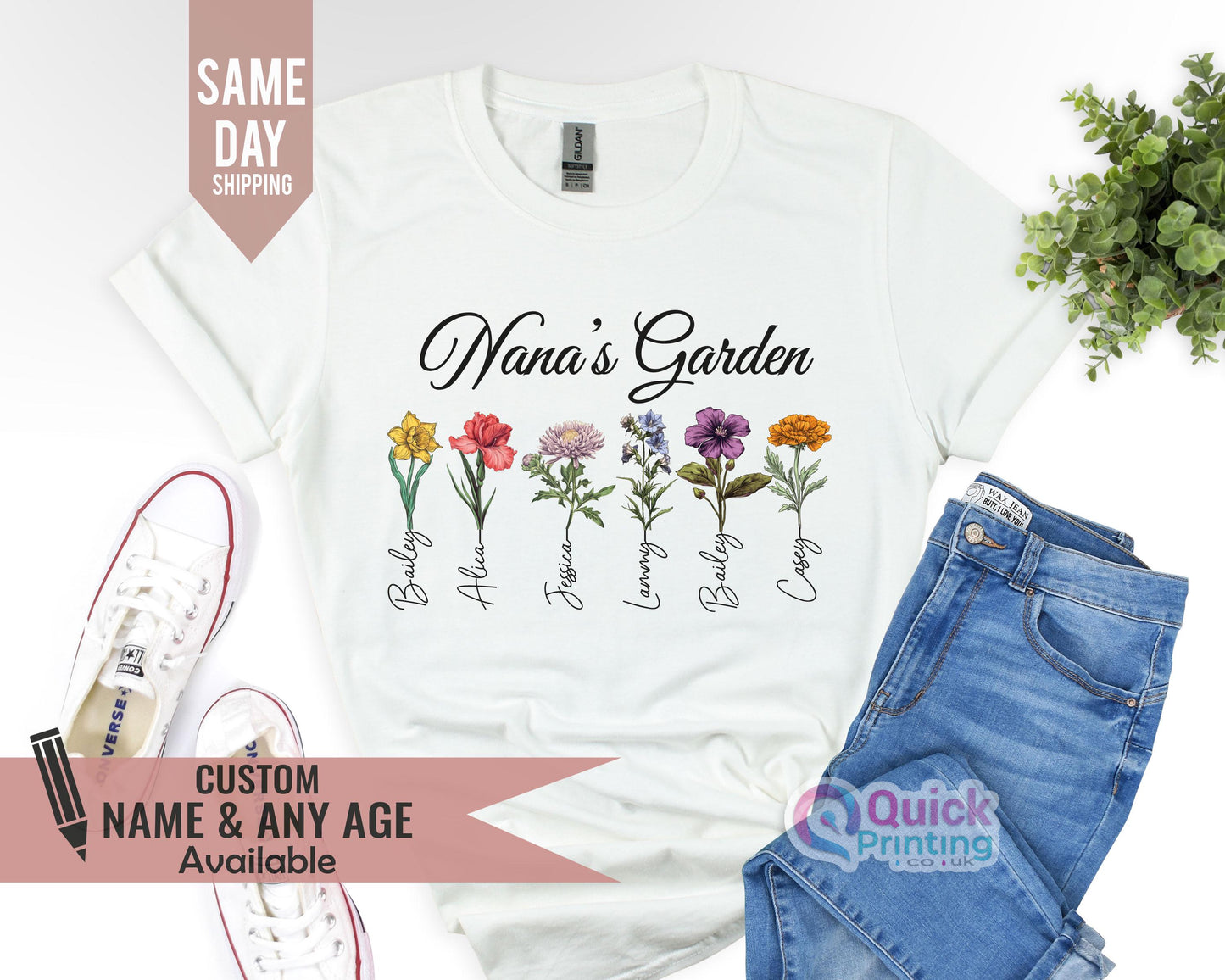 Nana's Garden Shirt: Custom Birth Flower Grandma Tee