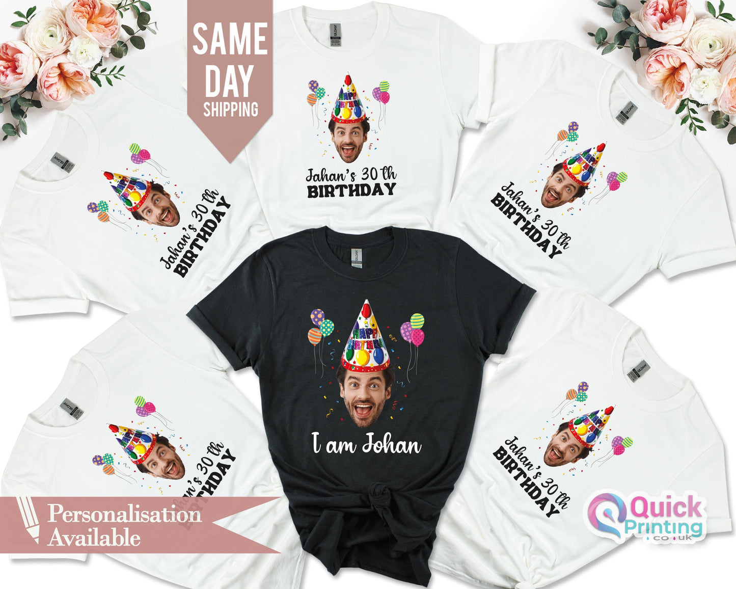 Personalized Birthday Photo Shirt: Custom Face Party Tee