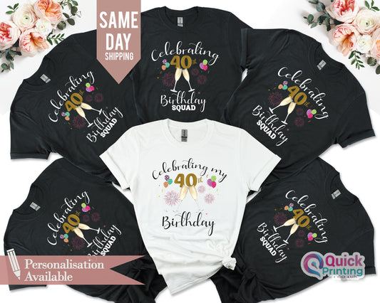 Personalized 40th Birthday Squad Shirt: Custom Celebration Tee