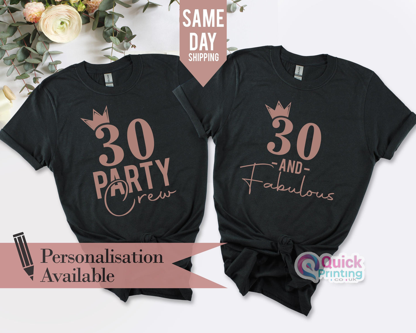 30th Birthday T-shirt for Women, 30 Party crew T-shirt, 40 and Fabulous Shirt, Custom Birthday Party Shirt 2026, 40th Birthday Gift for Mum