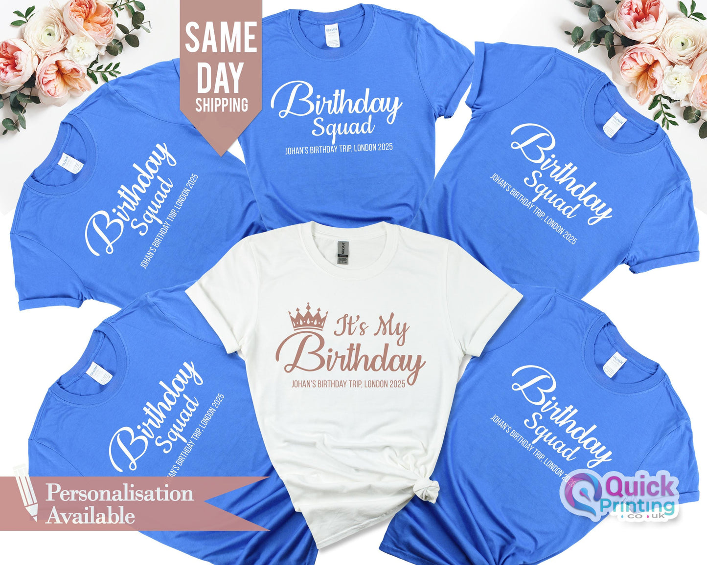 Personalized Birthday Squad T-Shirts: Matching Group Party Shirts