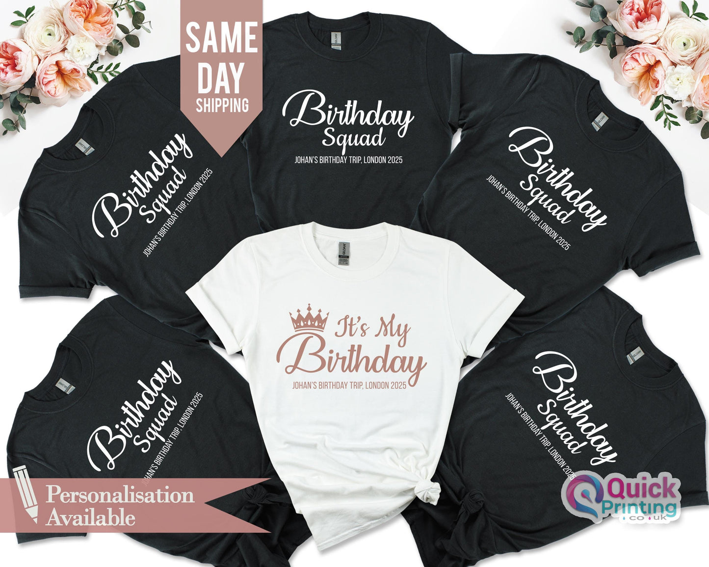 Personalized Birthday Squad T-Shirts: Matching Group Party Shirts