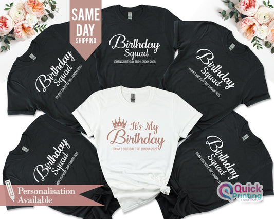 Personalized Birthday Squad T-Shirts: Matching Group Party Shirts