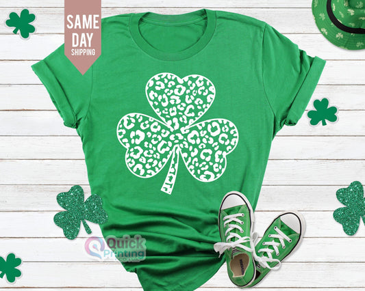 Shamrock T-Shirt: Glitter Leaf Clover, St Patricks Day Shirt