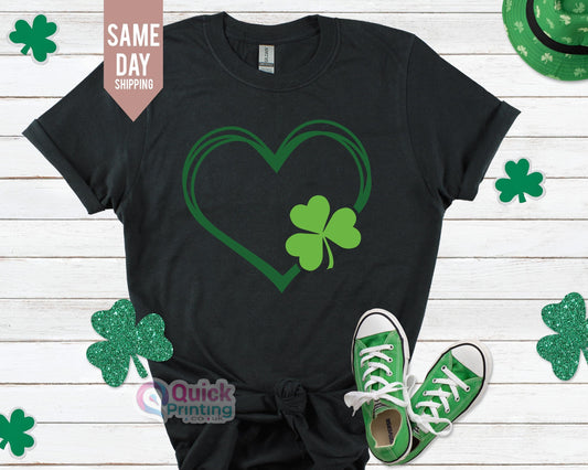 Heart Shamrock St. Patrick's Day Shirt: Women's Glitter Tee