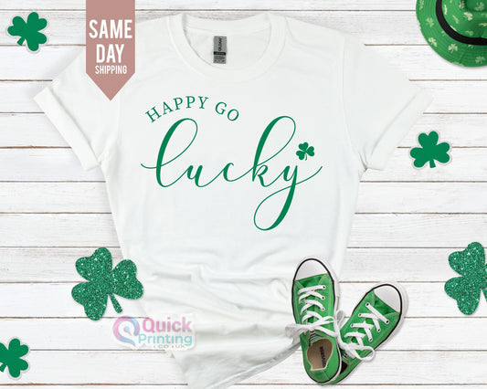 St. Patrick's Day T-Shirt: Happy Go Lucky Glitter Tee