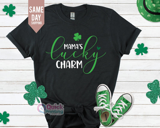 Mommy's Lucky Charm Shirt: St Patrick's Day Glitter Tee