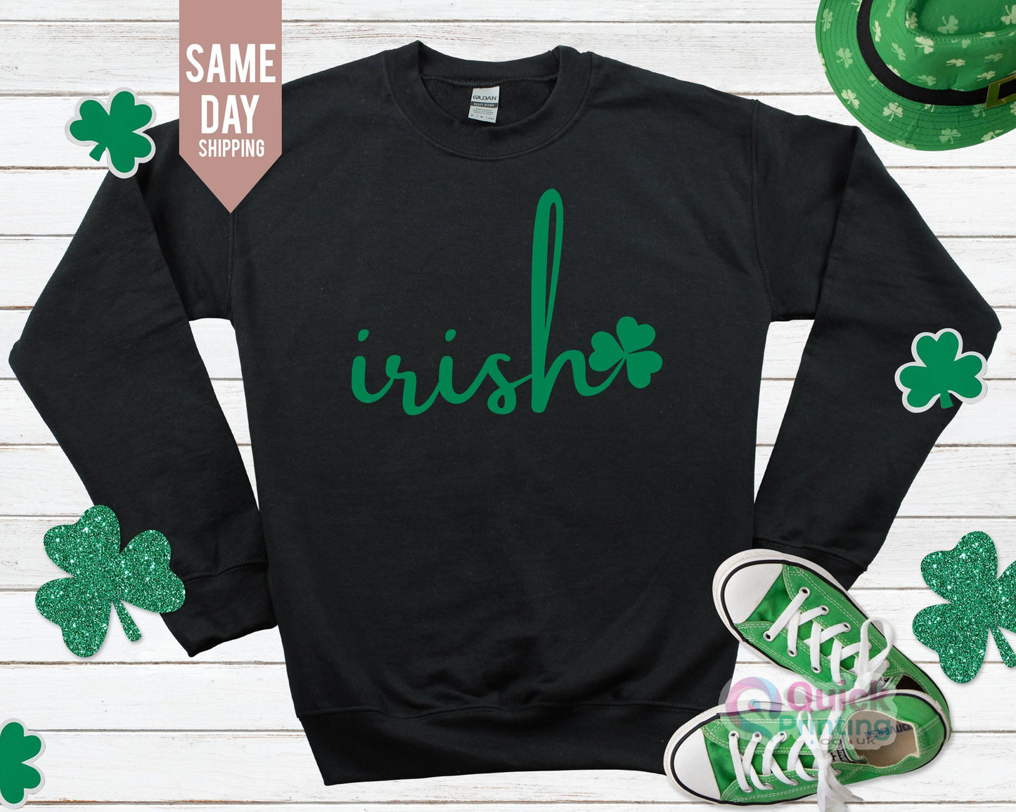 Irish Sweatshirt: Lucky Shamrock, St. Patrick's Day Crewneck