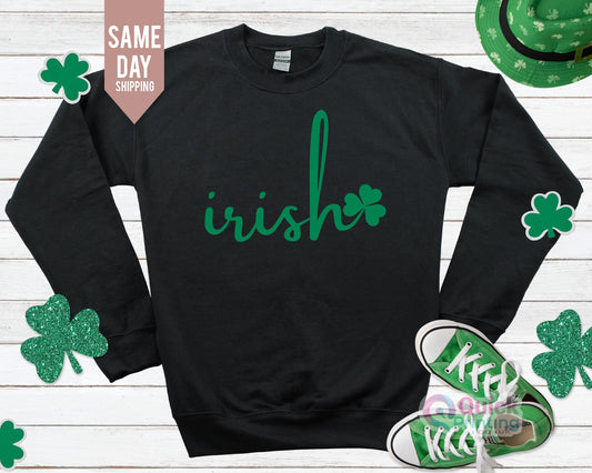 Irish Sweatshirt: Lucky Shamrock, St. Patrick's Day Crewneck