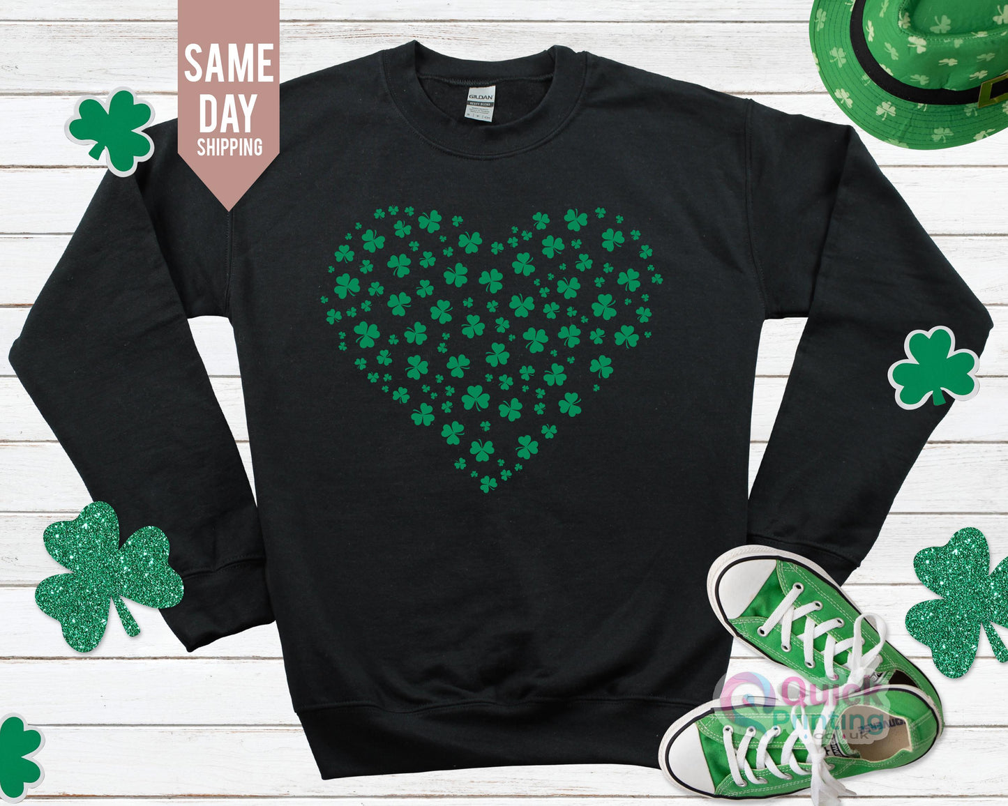 Heart Shamrock St Patrick's Day Sweatshirt: Lucky Irish Sweater