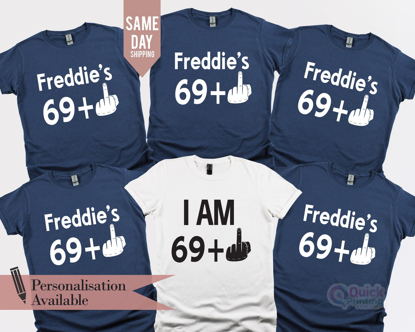Personalized 70th Birthday T-Shirt: Funny Middle Finger Tee