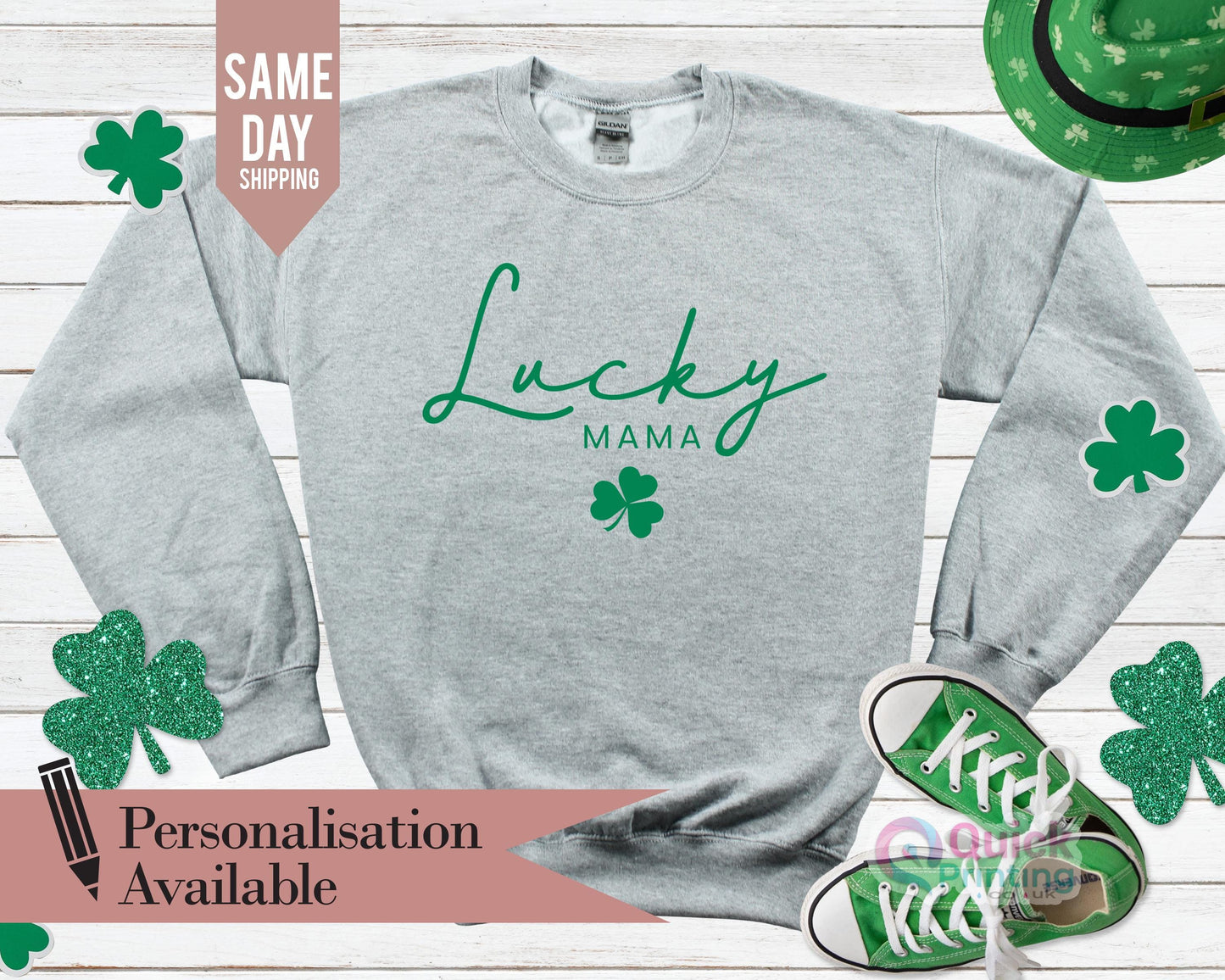 Custom Lucky Mama Sweatshirt: St Patricks Day Clover Tee