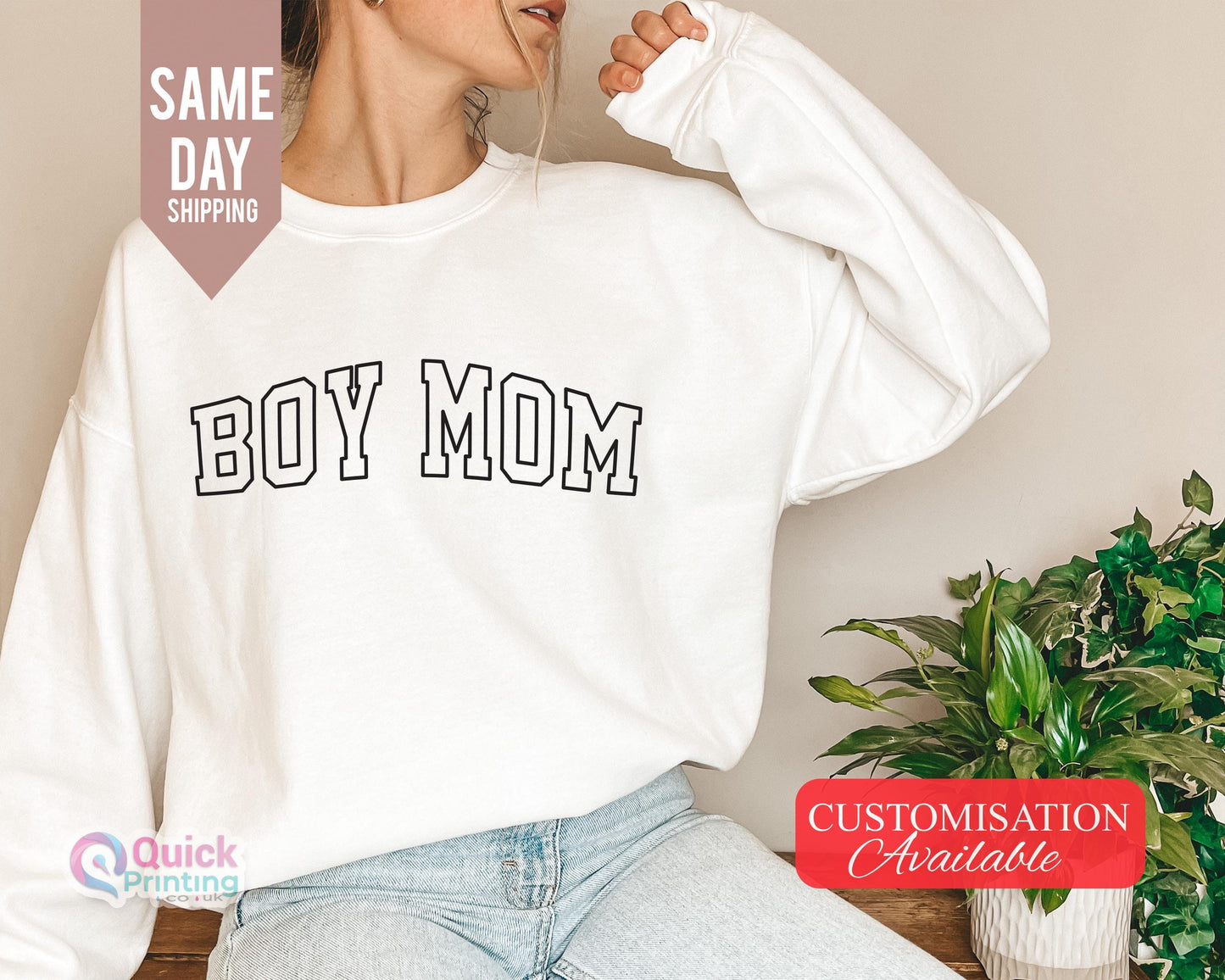 Personalized Boy Mom Sweatshirt: Custom Mama Crewneck