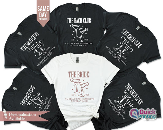 Personalized Bachelorette Party T-Shirts: The Bach Club, Social Club