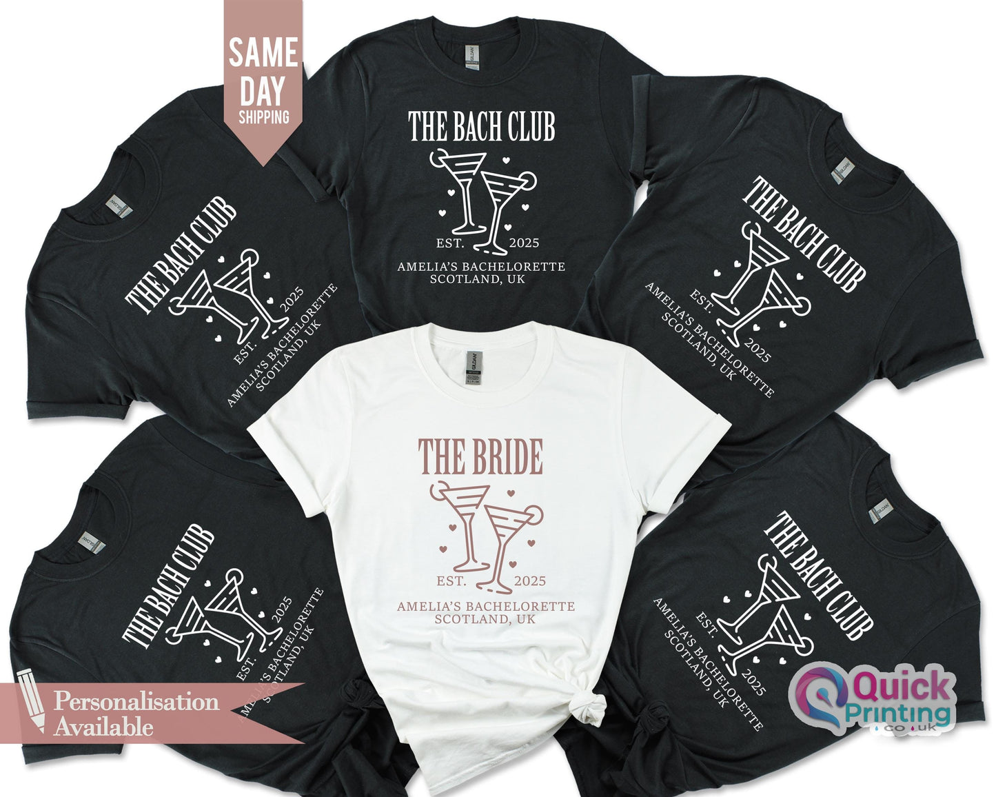 Personalized Bachelorette Party T-Shirts: The Bach Club, Hen Party Shirts