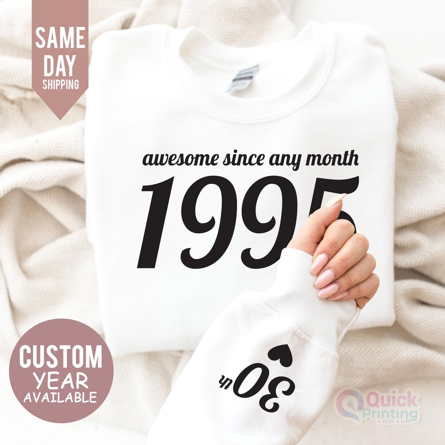 Custom 30th Birthday Sweatshirt: 1995 Year Number Sweater