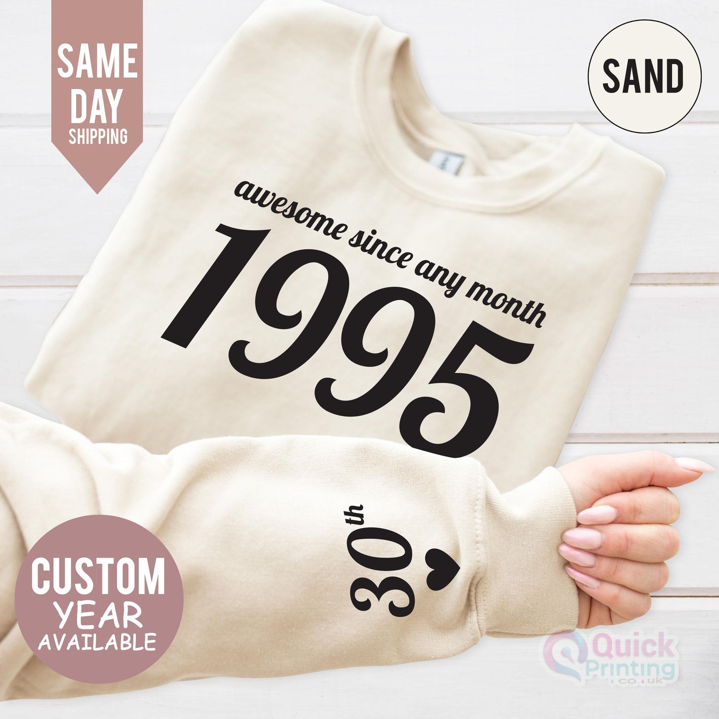 Custom 30th Birthday Sweatshirt: 1995 Year Number Sweater