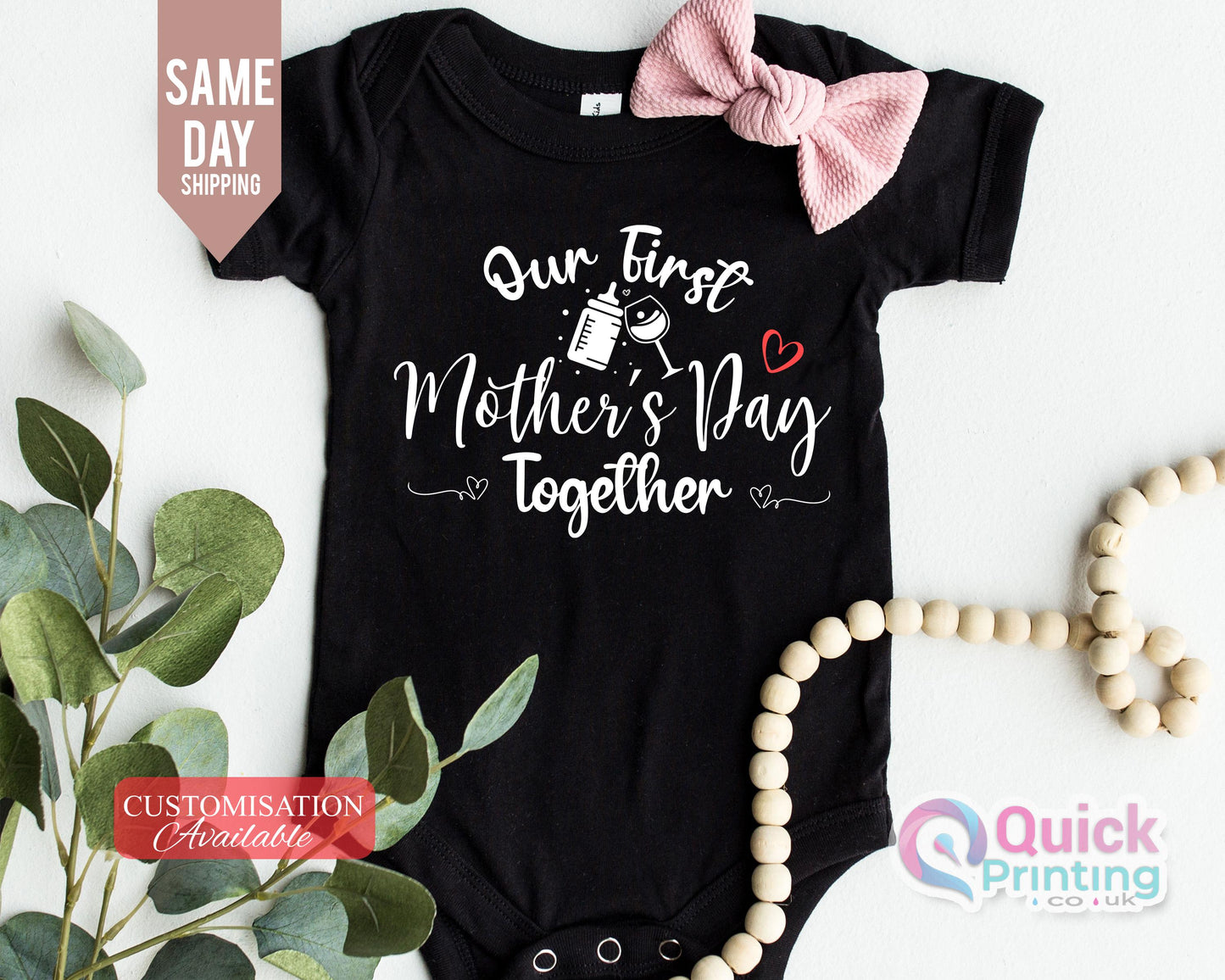 Personalized First Mother's Day Baby Vest: Matching Mommy Outfit