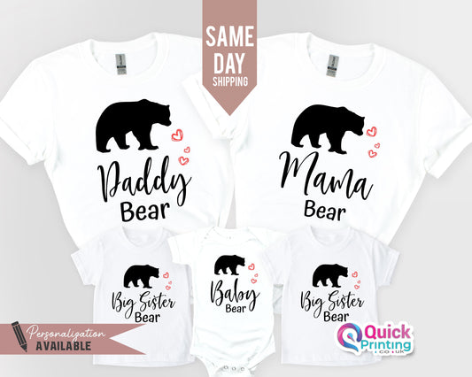 Matching Bear Family Shirts: Mama, Papa, Baby Bear T-Shirts