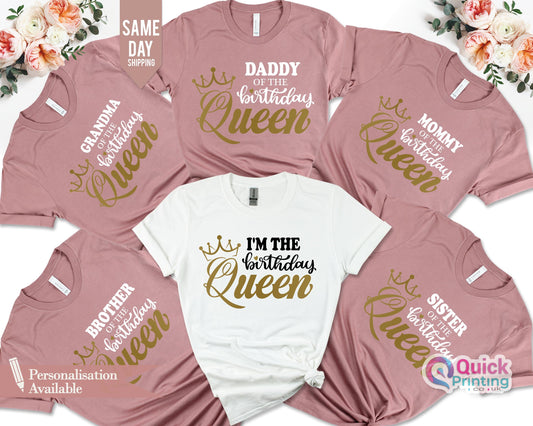 Personalized Birthday Queen Shirt: Matching Family Team Tees