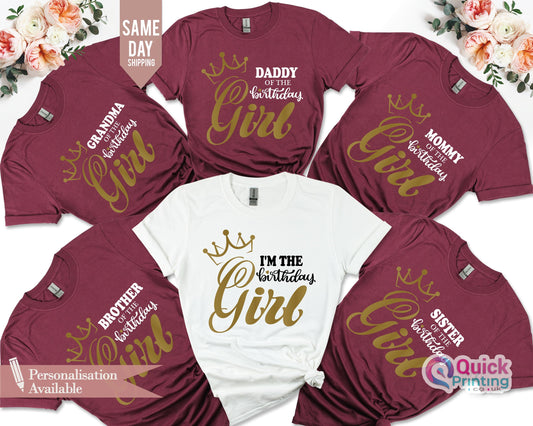 Personalized Birthday Girl Shirt: Matching Family Crew Tees