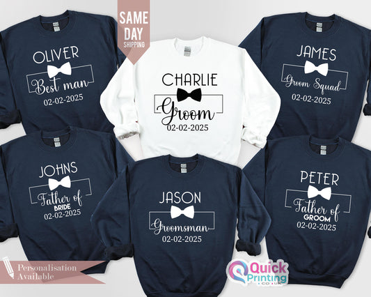 Custom Groom & Team Squad Sweatshirt, Man Matching Jumper, Team Groom Sweatshirt, Bachelor Dad Father Bride Gift Groom Wedding Gift Sweater