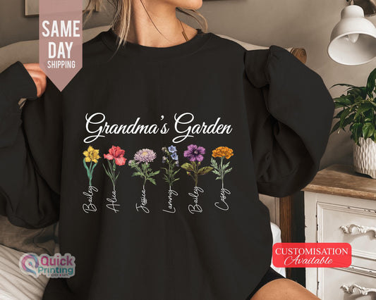 Custom Birth Flower Grandma Sweatshirt: Personalized Garden Gift