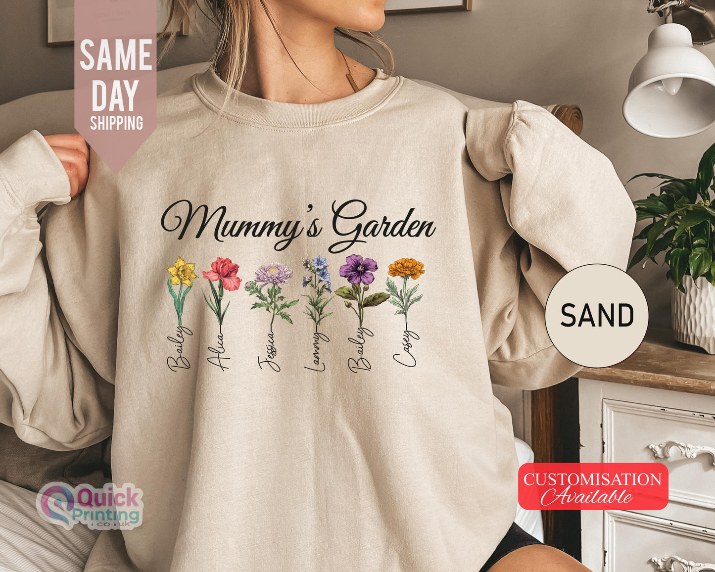 Mummy's Garden Sweatshirt, Mummy Sweatshirt With Names, Custom Birth flower Sweatshirt, Grandmas Garden T,Gift for Grandma, Mom's Garden
