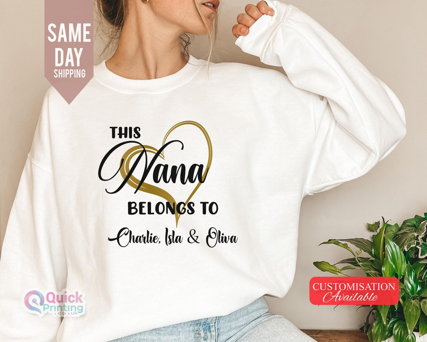 Personalized Nana Sweatshirt: Custom Heart Names Jumper