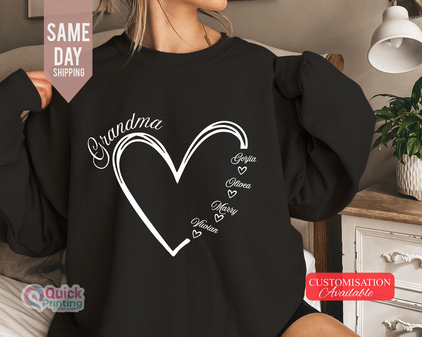 Custom Grandma and Mom Sweatshirt, Custom Grandma Heart Sweater, Mothers Day Gift Sweater, Custom Grandma With Names, Mom Heart Sweatshirt