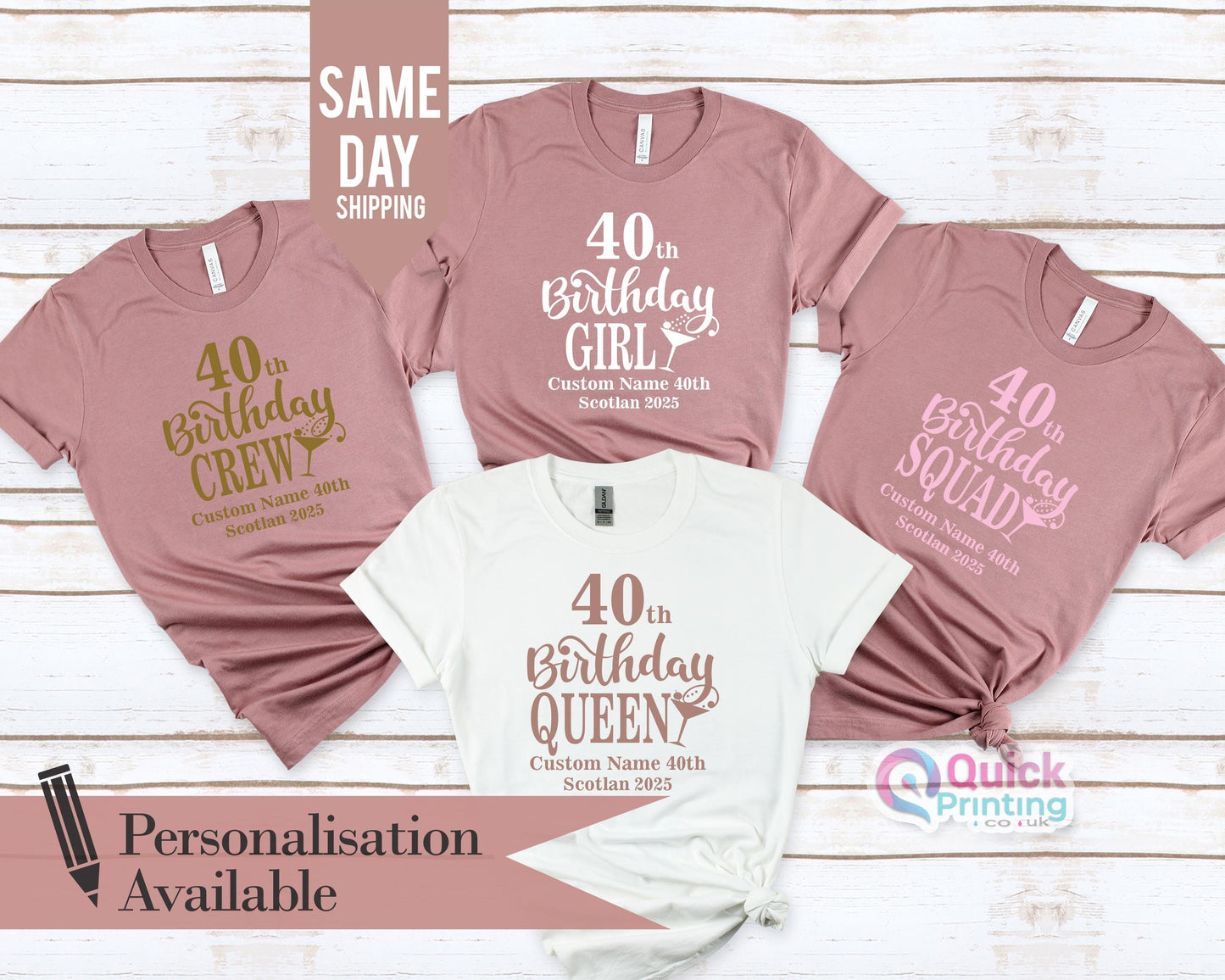 Personalized 40th Birthday Queen Shirt: Custom Crew T-Shirts