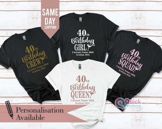 Personalized 40th Birthday Queen Shirt: Birthday Crew T-Shirts