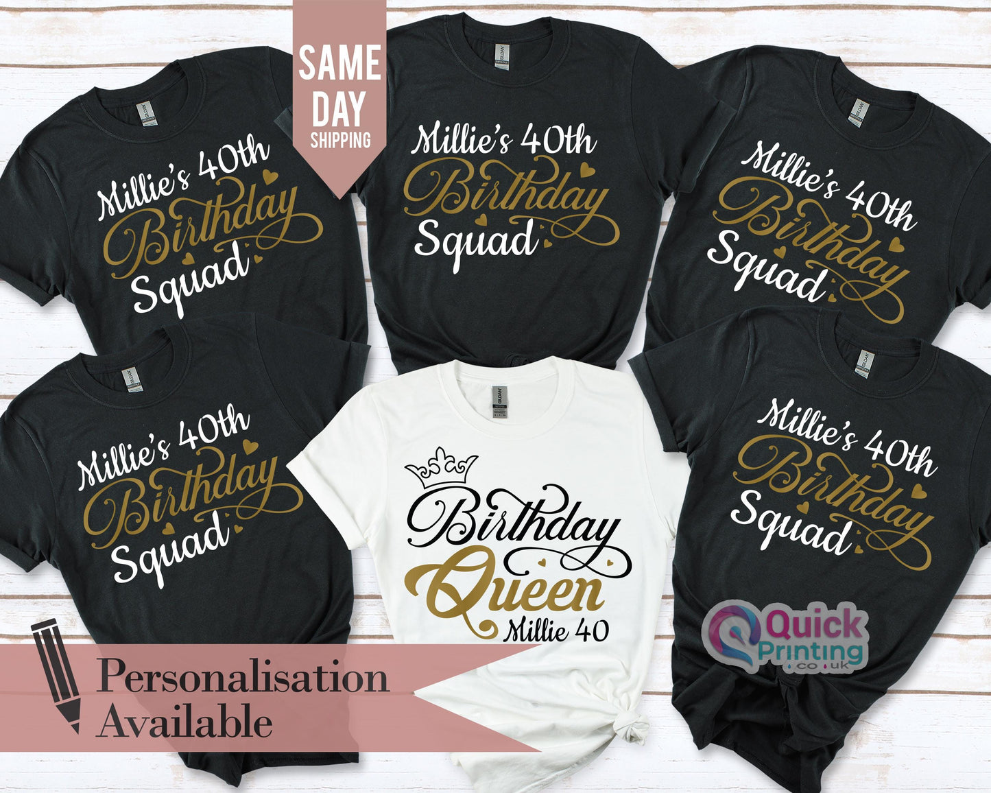 Personalized 40th Birthday Queen Shirt: Birthday Squad T-Shirts