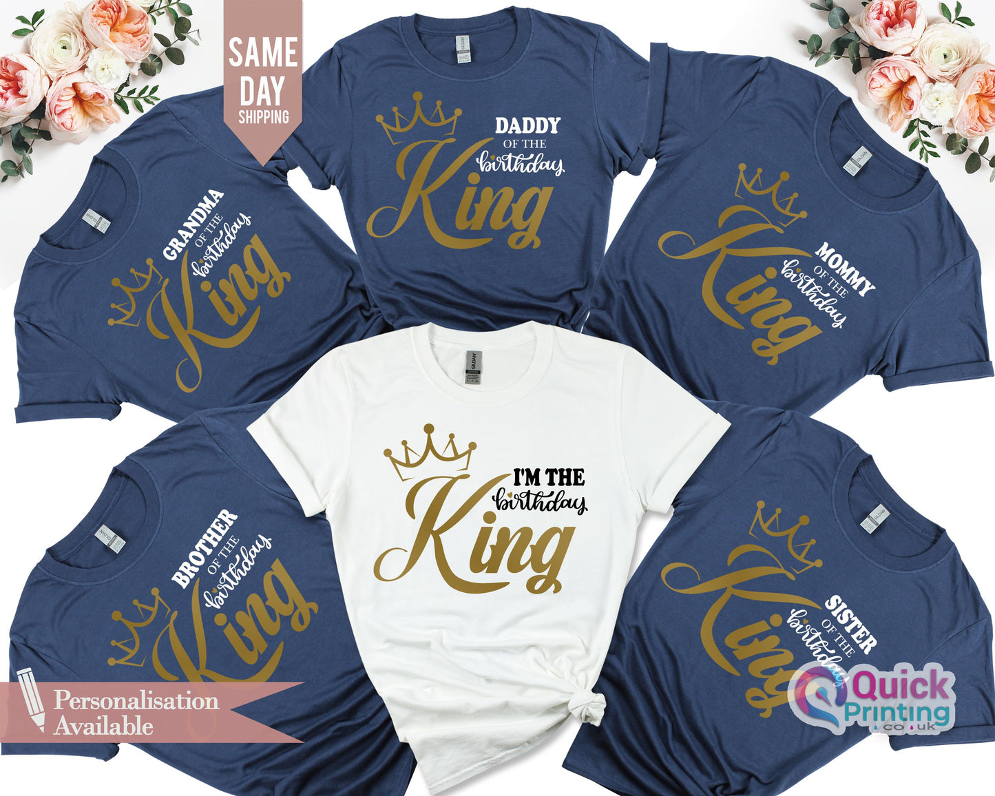 Personalized Birthday King Shirt: Matching Family Crew T-Shirts