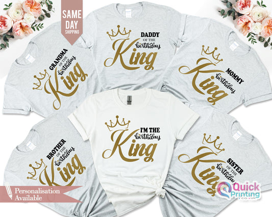 Personalized Birthday King Shirt: Matching Family Crew T-Shirts