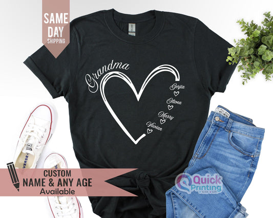 Custom Grandma Heart Shirt: Personalized Grandchild Names