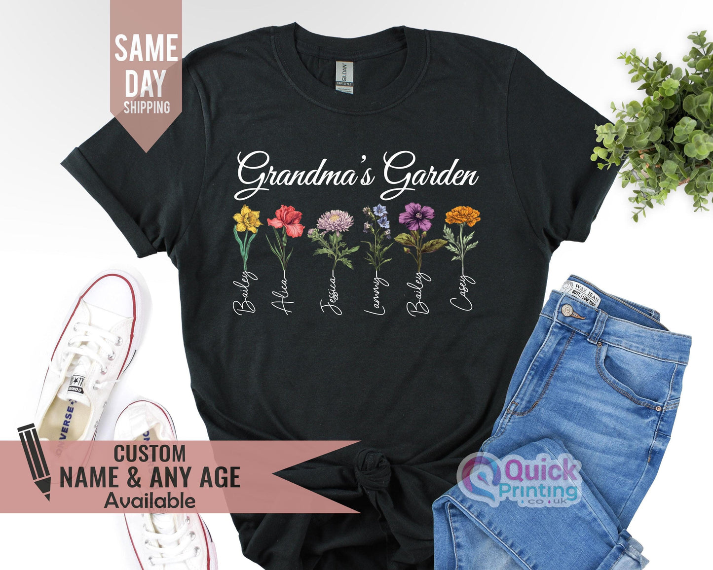 Grandma's Garden T-Shirt: Custom Birth Flower Shirt