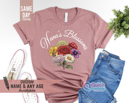 Nana's Blossoms Shirt: Custom Family Garden Bouquet Tee
