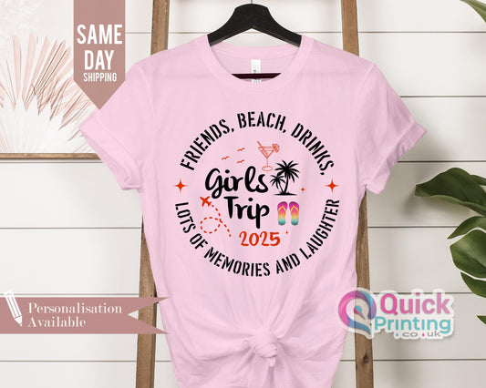 Personalized Girls Trip 2026 T-Shirt: Summer Vacation Shirt