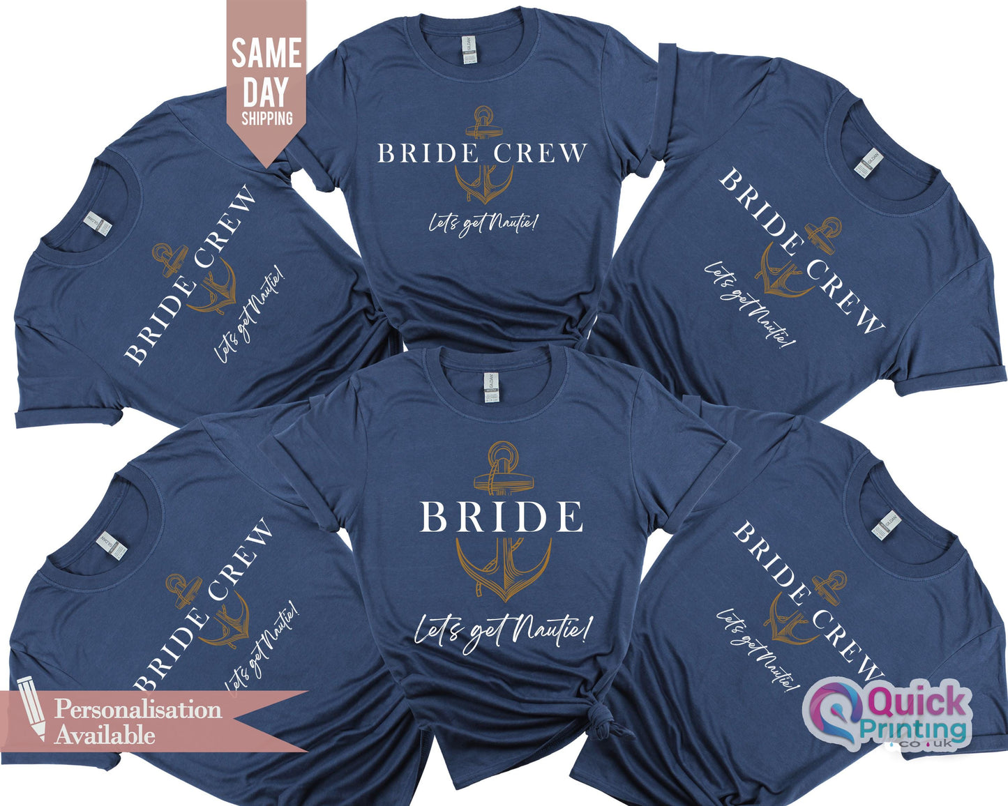 Lets Get Nauti Bachelorette T-Shirt: Bride & Team Bride Sea Party