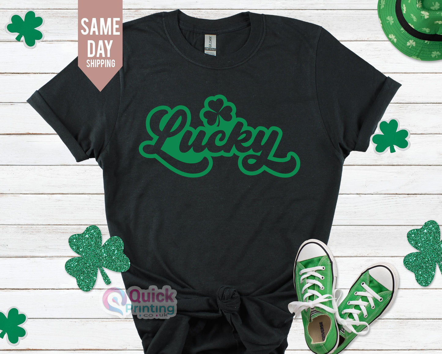 Lucky St. Patrick's Day T-Shirt: Shamrock Clover, Irish Beer Shirt