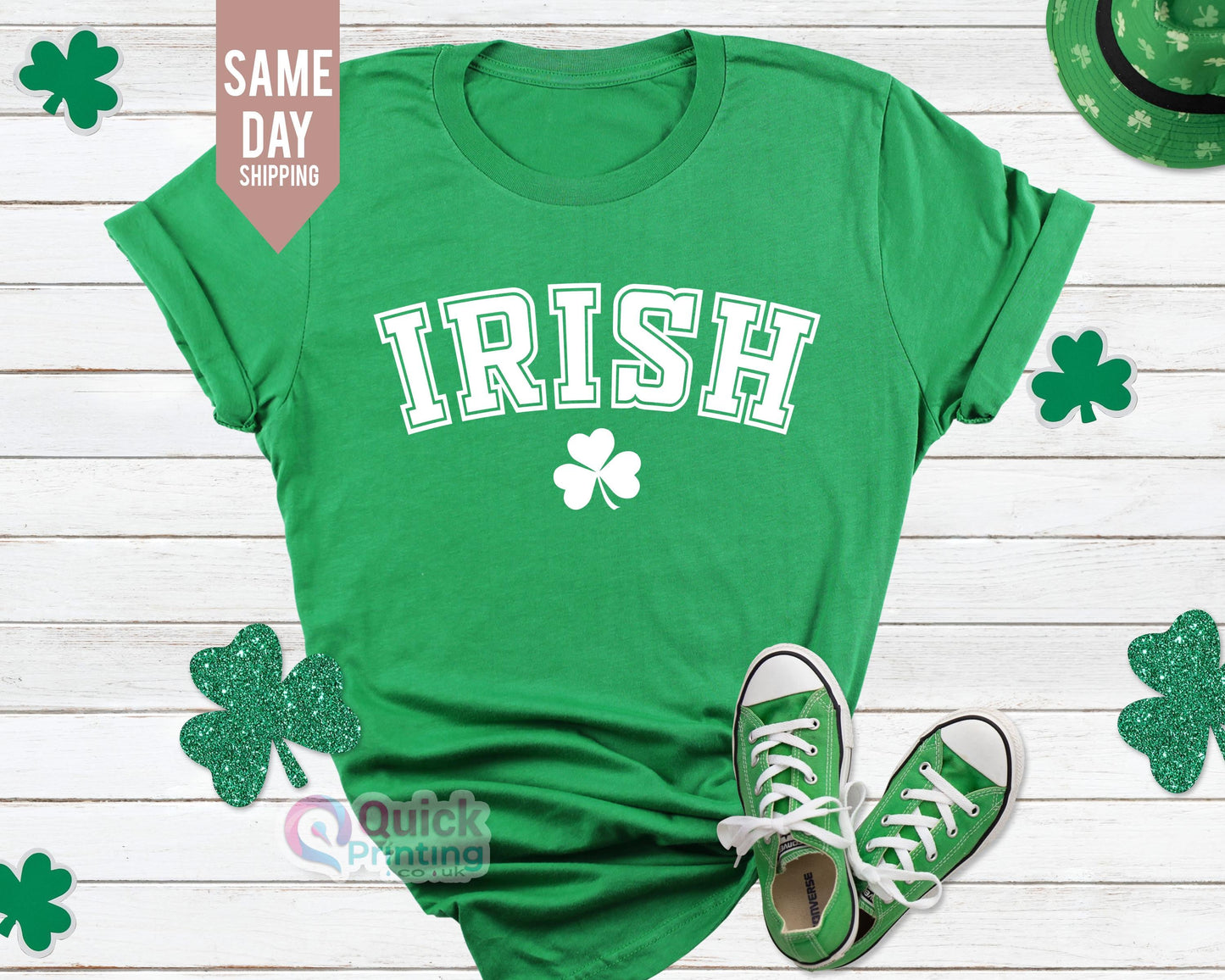 Irish Shamrock T-Shirt: Glitter St. Patrick's Day Crewneck