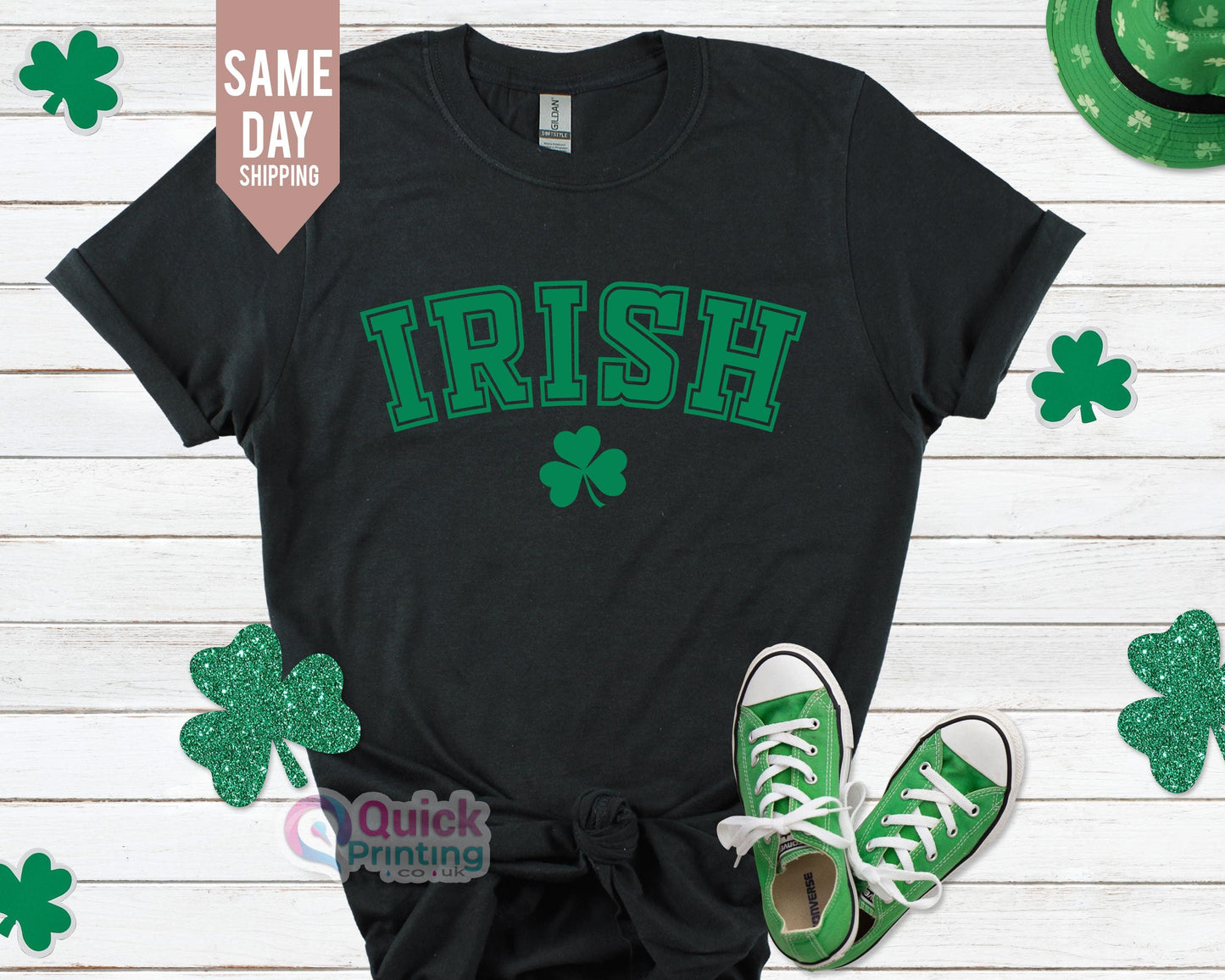 Irish Shamrock T-Shirt: Glitter St. Patrick's Day Crewneck