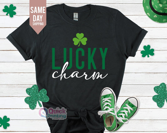 Lucky Charm St. Patrick's Day Shirt: Shamrock Glitter Tee